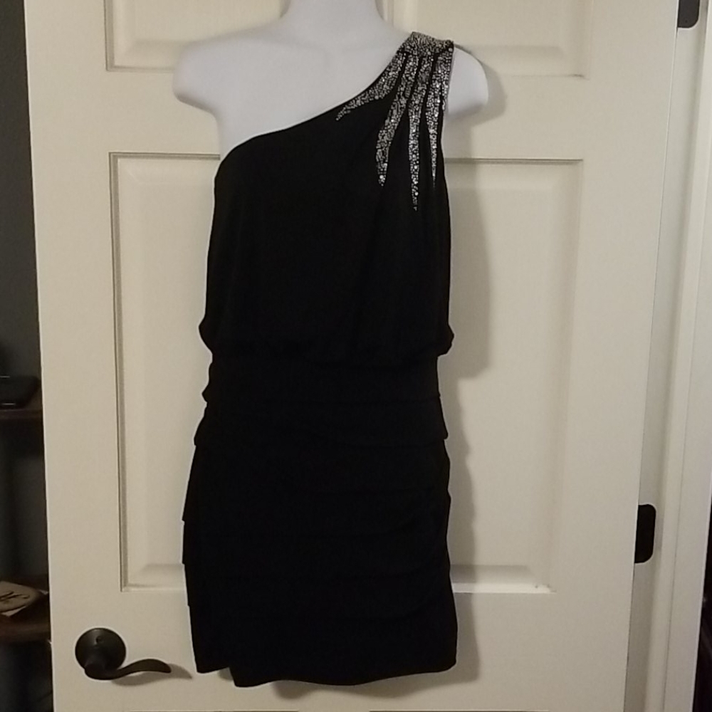 One shoulder little black dress